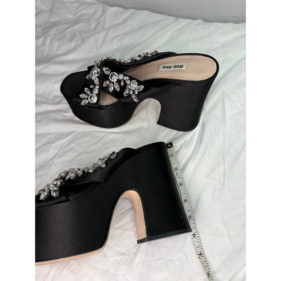 Miu Miu crystal black satan platform size 39 - Picture 8 of 9